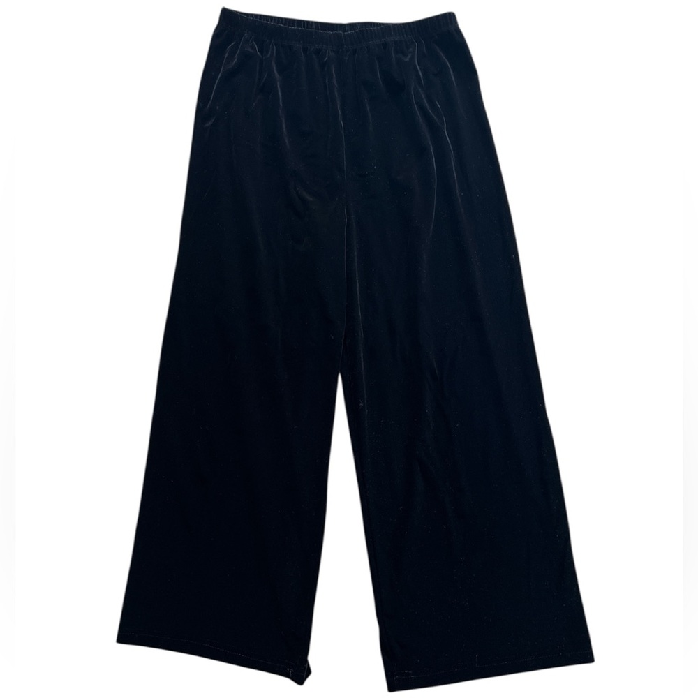Black Wide-Leg Velvet Crop Pants Medium